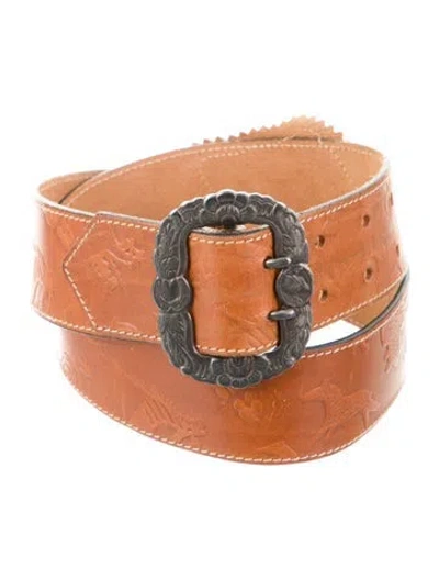 Pre-owned Carlos Falchi Leather Belt In Brown