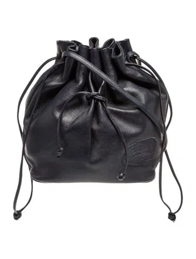Pre-owned Carlos Falchi Leather Bucket Bag In Black