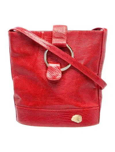 Pre-owned Carlos Falchi Leather Bucket Bag In Red