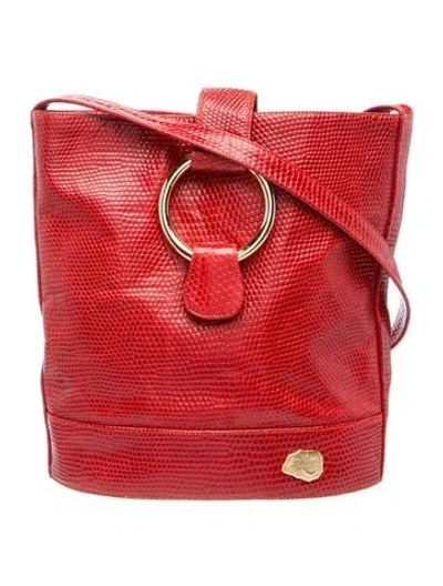 Pre-owned Carlos Falchi Leather Bucket Bag In Red