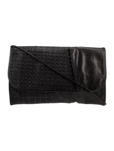 Pre-owned Carlos Falchi Leather Clutch In Black