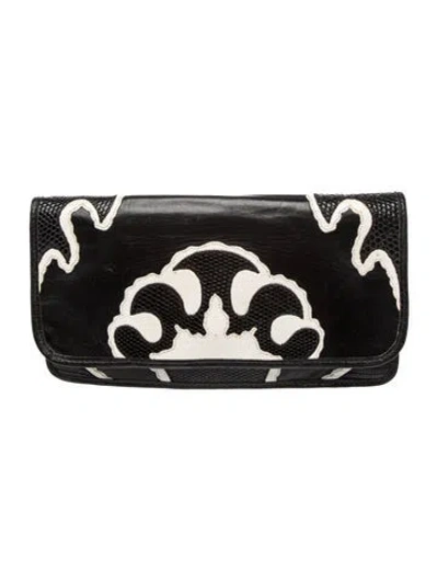 Pre-owned Carlos Falchi Leather Clutch In Black