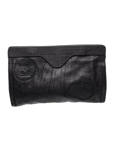 Pre-owned Carlos Falchi Leather Clutch In Black