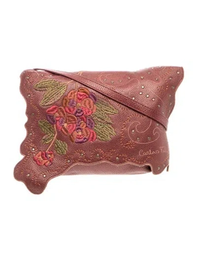 Pre-owned Carlos Falchi Leather Clutch In Brown