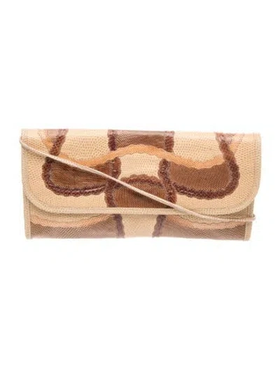 Pre-owned Carlos Falchi Leather Clutch In Brown/neutrals