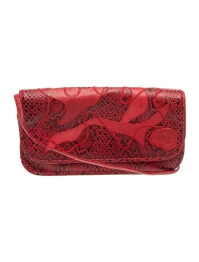 Pre-owned Carlos Falchi Leather Clutch In Red