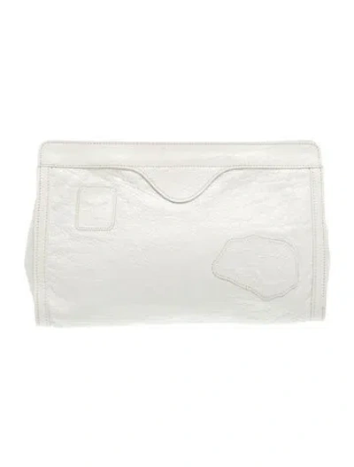 Pre-owned Carlos Falchi Leather Clutch In White