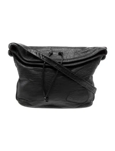 Pre-owned Carlos Falchi Leather Crossbody Bag In Black