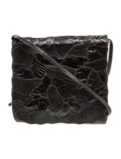 Pre-owned Carlos Falchi Leather Crossbody Bag In Black