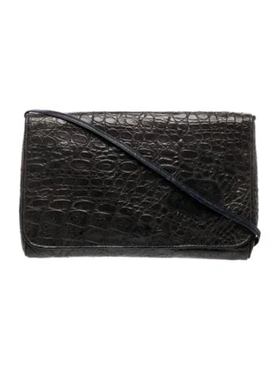 Pre-owned Carlos Falchi Leather Crossbody Bag In Black