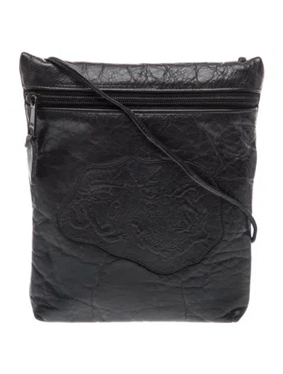 Pre-owned Carlos Falchi Leather Crossbody Bag In Black
