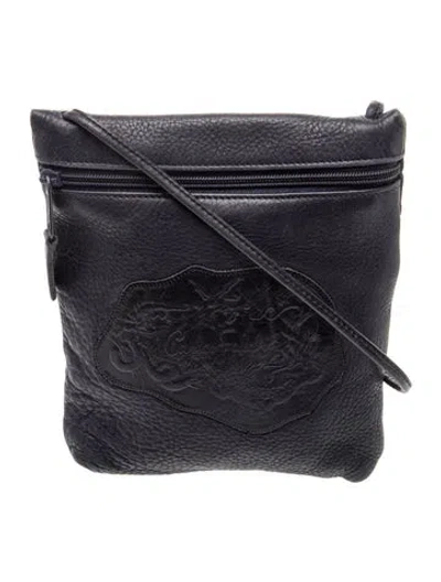 Pre-owned Carlos Falchi Leather Crossbody Bag In Black