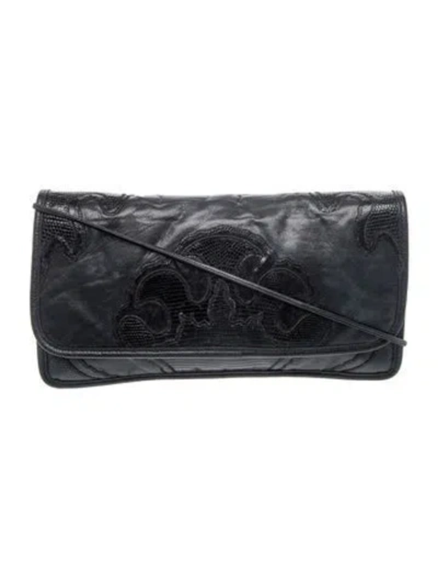 Pre-owned Carlos Falchi Leather Crossbody Bag In Black