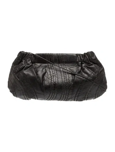 Pre-owned Carlos Falchi Leather Crossbody Bag In Black