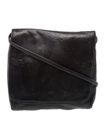 Pre-owned Carlos Falchi Leather Crossbody Bag In Black