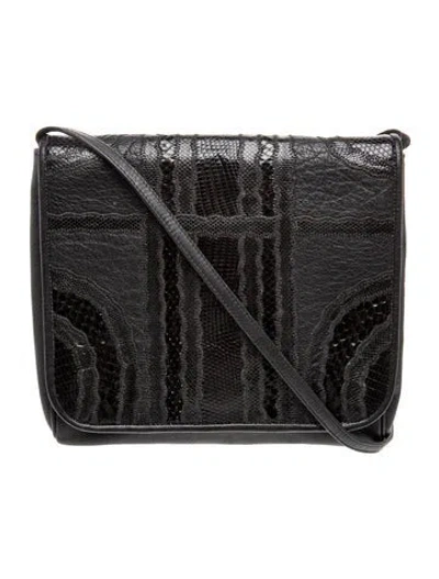Pre-owned Carlos Falchi Leather Crossbody Bag In Black