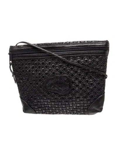 Pre-owned Carlos Falchi Leather Crossbody Bag In Black