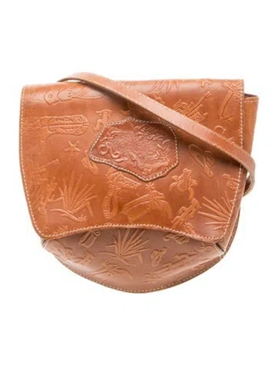 Pre-owned Carlos Falchi Leather Crossbody Bag In Brown