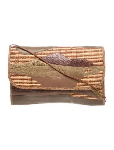 Pre-owned Carlos Falchi Leather Crossbody Bag In Brown/neutrals