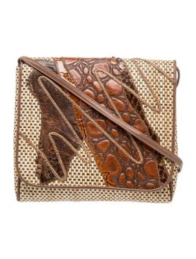 Pre-owned Carlos Falchi Leather Crossbody Bag In Brown/neutrals