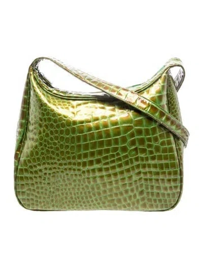 Pre-owned Carlos Falchi Leather Crossbody Bag In Green