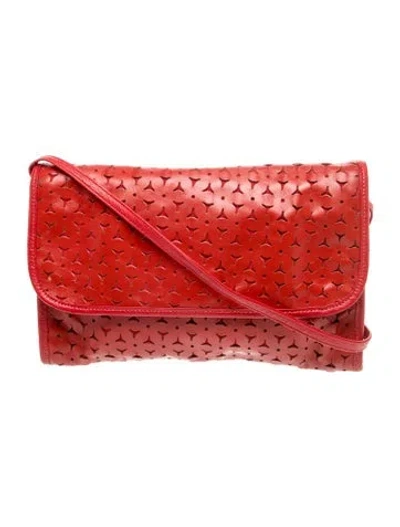 Pre-owned Carlos Falchi Leather Crossbody Bag In Red