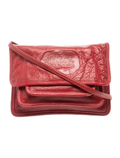 Pre-owned Carlos Falchi Leather Crossbody Bag In Red