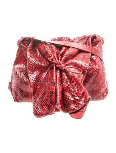 Pre-owned Carlos Falchi Leather Crossbody Bag Vintage In Red