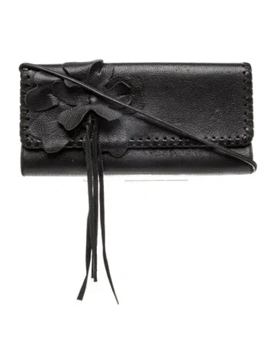 Pre-owned Carlos Falchi Leather Evening Bag In Black