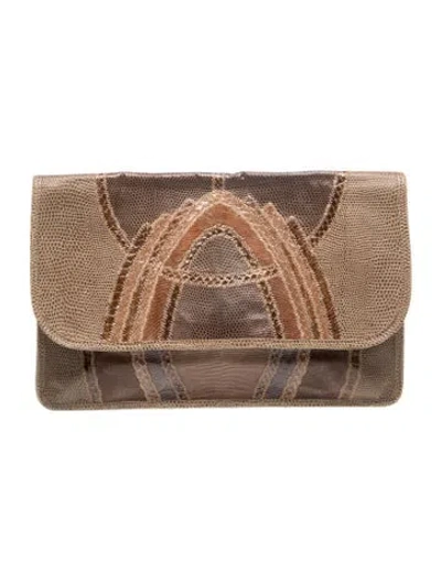 Pre-owned Carlos Falchi Leather Evening Bag In Brown