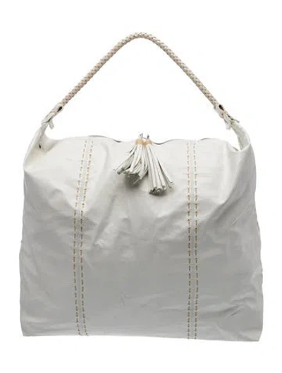 Pre-owned Carlos Falchi Leather Hobo In White