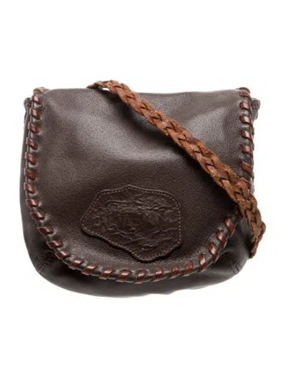 Pre-owned Carlos Falchi Leather Messenger Bag In Brown