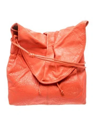 Pre-owned Carlos Falchi Leather Messenger Bag In Orange/red