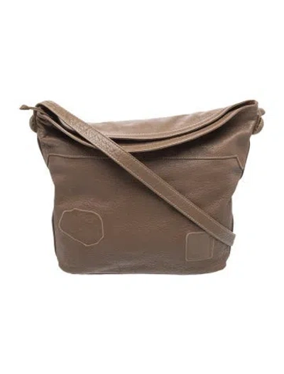 Pre-owned Carlos Falchi Leather Messenger Bag Vintage In Brown