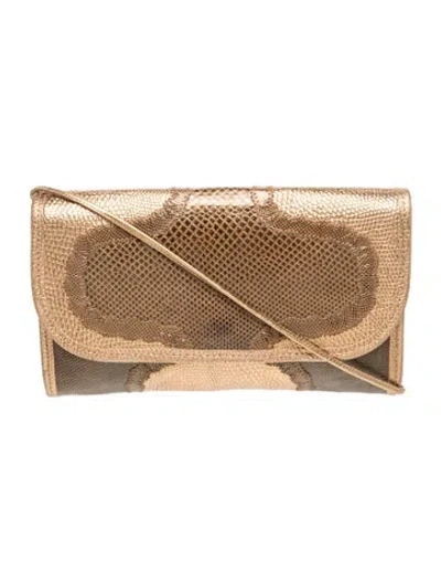 Pre-owned Carlos Falchi Leather Minaudière In Metallic/neutrals