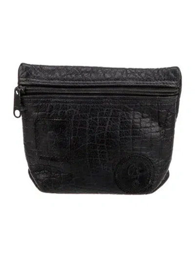 Pre-owned Carlos Falchi Leather Portfolio In Black