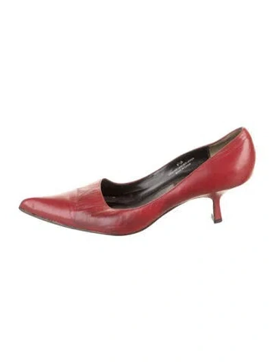 Pre-owned Carlos Falchi Leather Pumps In Red