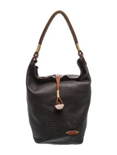 Pre-owned Carlos Falchi Leather Shoulder Bag In Black