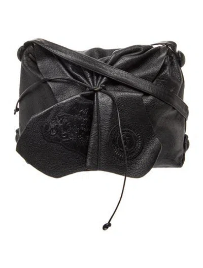 Pre-owned Carlos Falchi Leather Shoulder Bag In Black