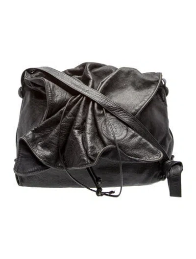 Pre-owned Carlos Falchi Leather Shoulder Bag In Black