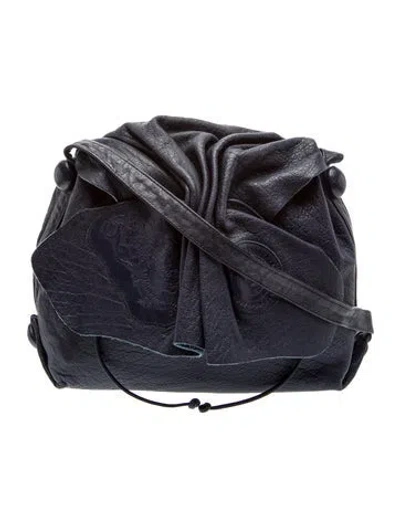 Pre-owned Carlos Falchi Leather Shoulder Bag In Black