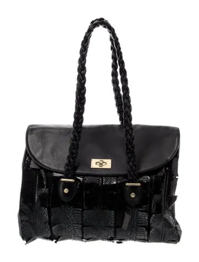 Pre-owned Carlos Falchi Leather Shoulder Bag In Blue