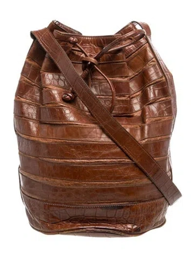 Pre-owned Carlos Falchi Leather Shoulder Bag In Brown