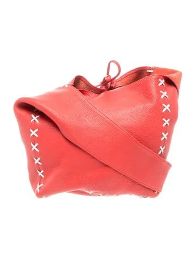 Pre-owned Carlos Falchi Leather Shoulder Bag In Red