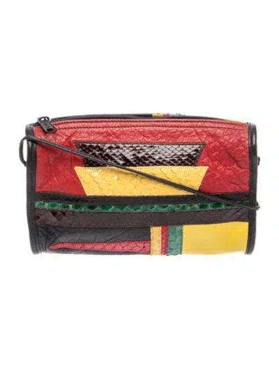 Pre-owned Carlos Falchi Leather Shoulder Bag In Red