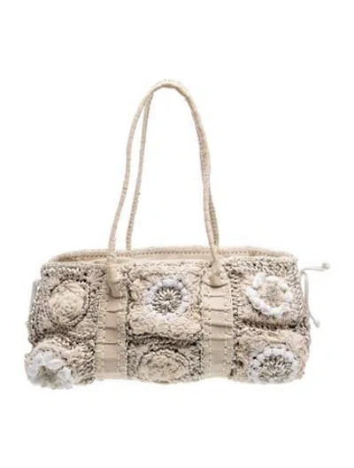 Pre-owned Carlos Falchi Leather Shoulder Bag In White