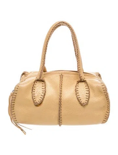 Pre-owned Carlos Falchi Leather Top Handle Bag In Gold
