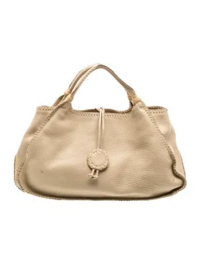Pre-owned Carlos Falchi Leather Top Handle Bag In Neutral