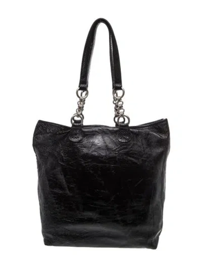 Pre-owned Carlos Falchi Leather Tote In Black