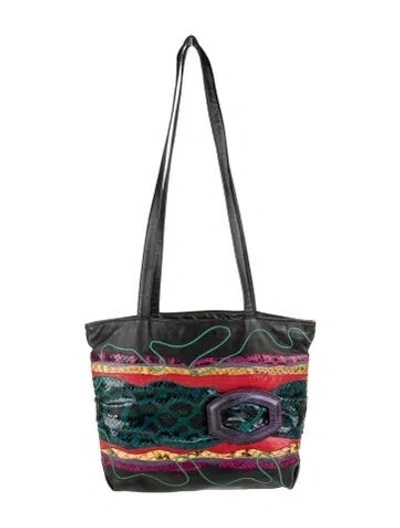 Pre-owned Carlos Falchi Leather Tote In Multi